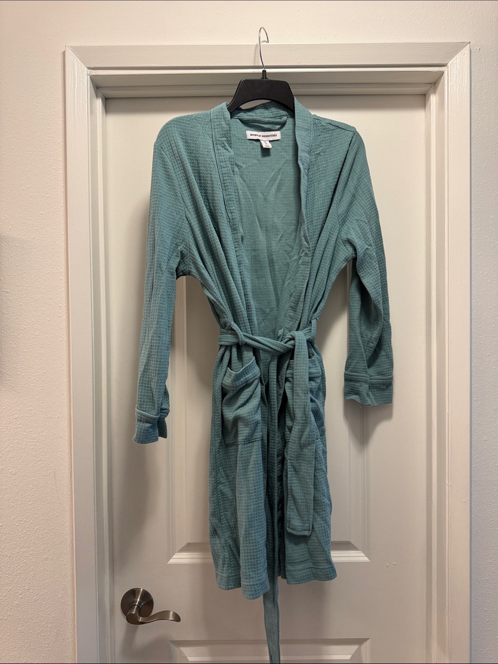Amazon Essentials Teal Waffle-Knit Belted Robe